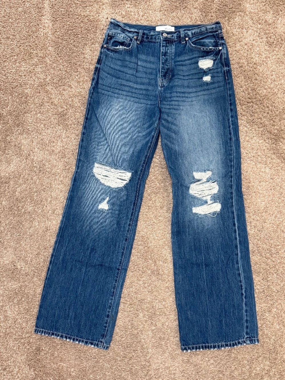 Kancan distressed high rise wide leg jeans